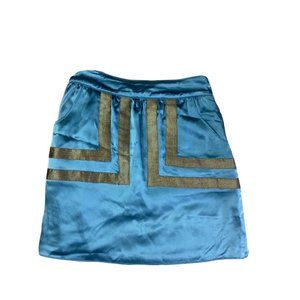 By Smith New York Teal Blue 100 Silk Skirt Size 6